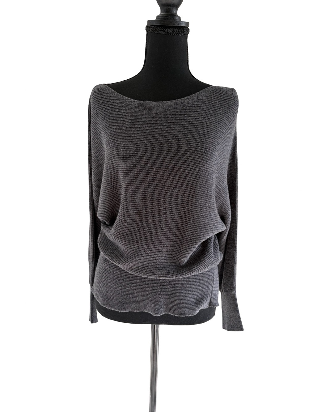 Tommy Bahama Charcoal Off-the-Shoulder Ribbed Sweater